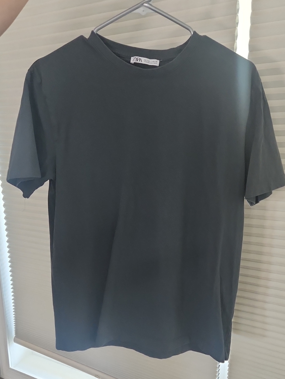 Zara Men's Crew Neck Short Sleeve Tee - Dark Grey